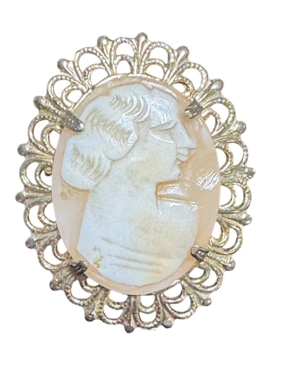 Cameo / Brooch / Cameo / Gold tone / Signed Coro / Vintage / Antique